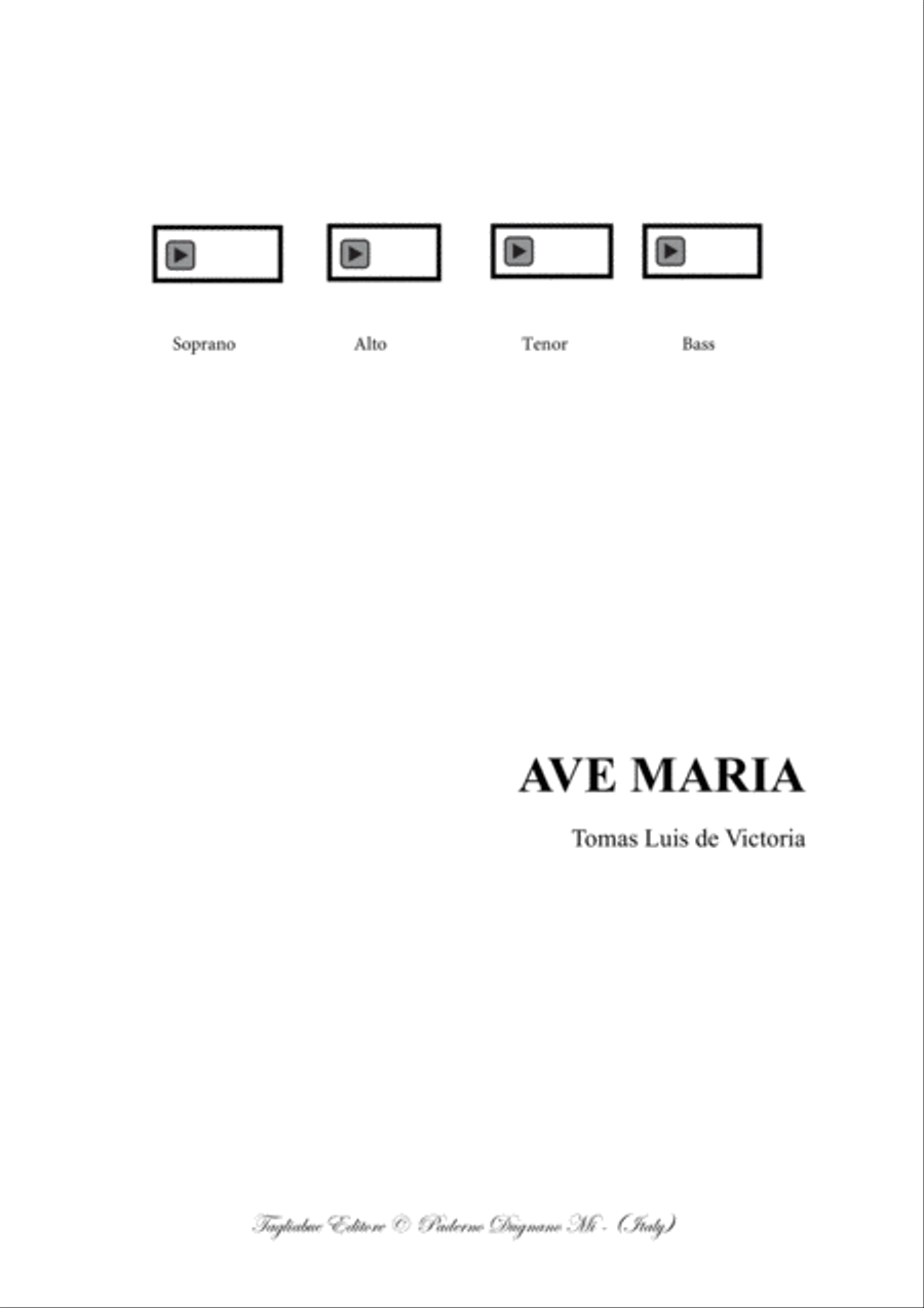 AVE MARIA - De Victoria - For SATB Choir - Score Only 4-Part scores gallery preview page 1