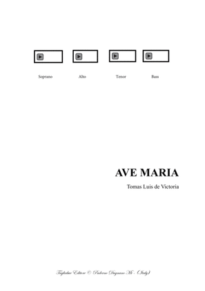 AVE MARIA - De Victoria - For SATB Choir - Score Only