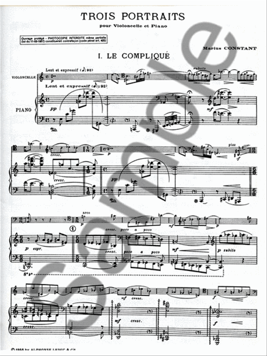 3 Portraits (cello & Piano) Piano Accompaniment scores gallery preview page 2