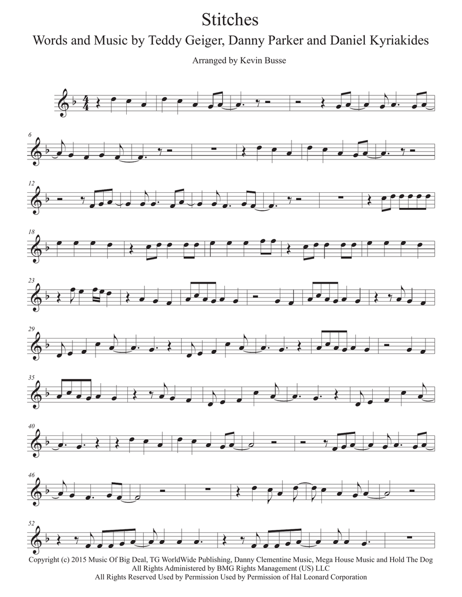 Stitches Flute Solo scores gallery preview page 1