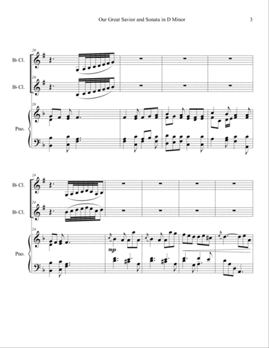 Our Great Savior and Sonata in D Minor, K. 9 Clarinet Duet scores gallery preview page 4