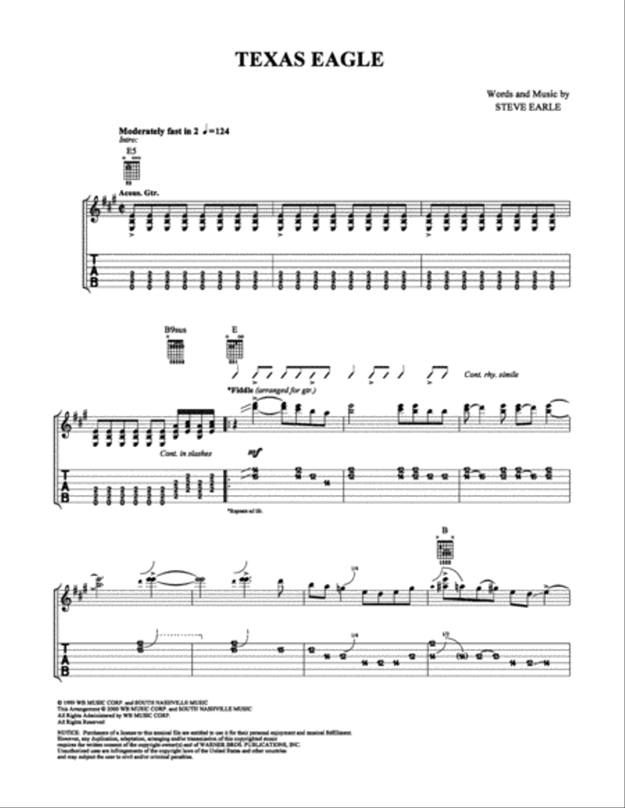 Texas Eagle Electric Guitar scores gallery preview page 1