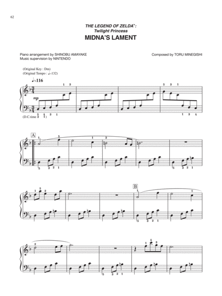 The Legend of Zelda™: Twilight Princess Midnas Lament Easy Piano - Digital Sheet Music