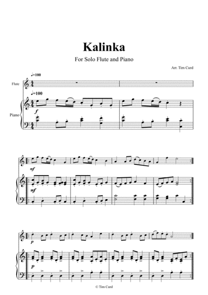 Kalinka for Solo Flute and Piano image number null