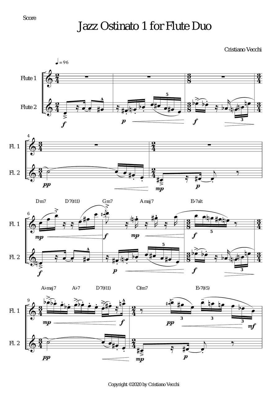 Jazz Ostinato 1 for Flute Duo Flute Duet scores gallery preview page 1