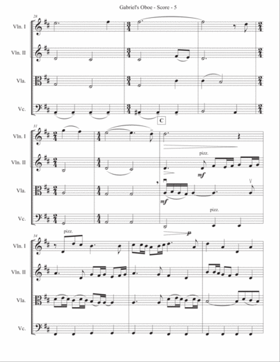 Gabriel's Oboe String Quartet scores gallery preview page 5