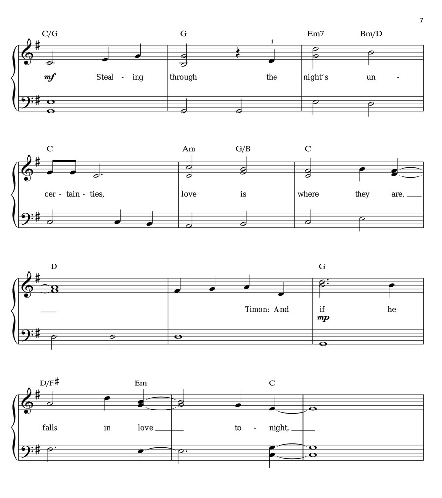 Can You Feel The Love Tonight (from The Lion King) Easy Piano scores gallery preview page 7