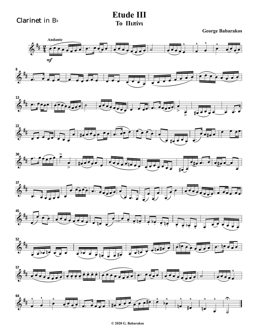 20 Etudes for Clarinet Based on Greek Traditional Melodies Clarinet Solo scores gallery preview page 5