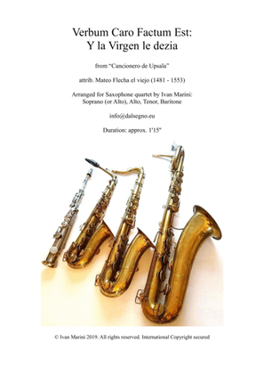 Book cover for VERBUM CARO FACTUM EST - Villancico for Saxophone Quartet