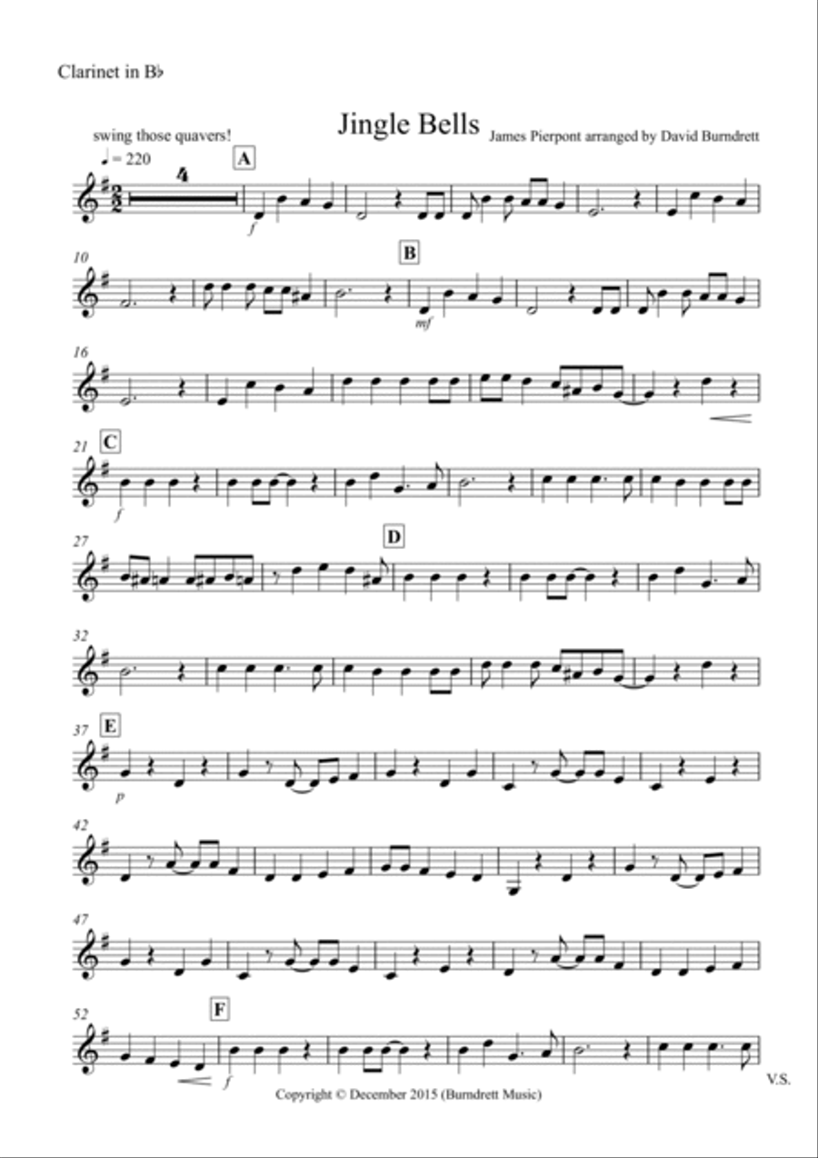 Jingle Bells (Jazzy Style!) for Clarinet and Bassoon Duet Woodwind Duet scores gallery preview page 4