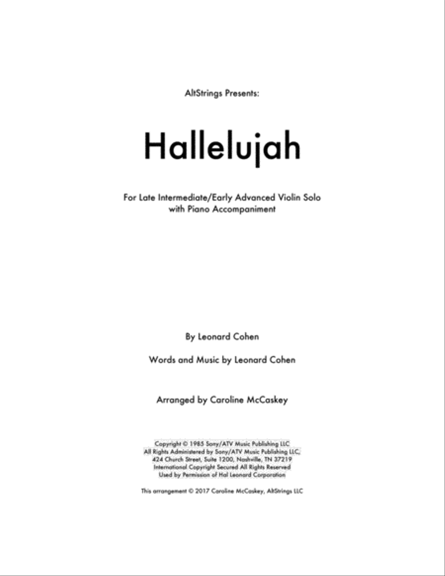 Hallelujah Hallelujah Violin Solo scores gallery preview page 1