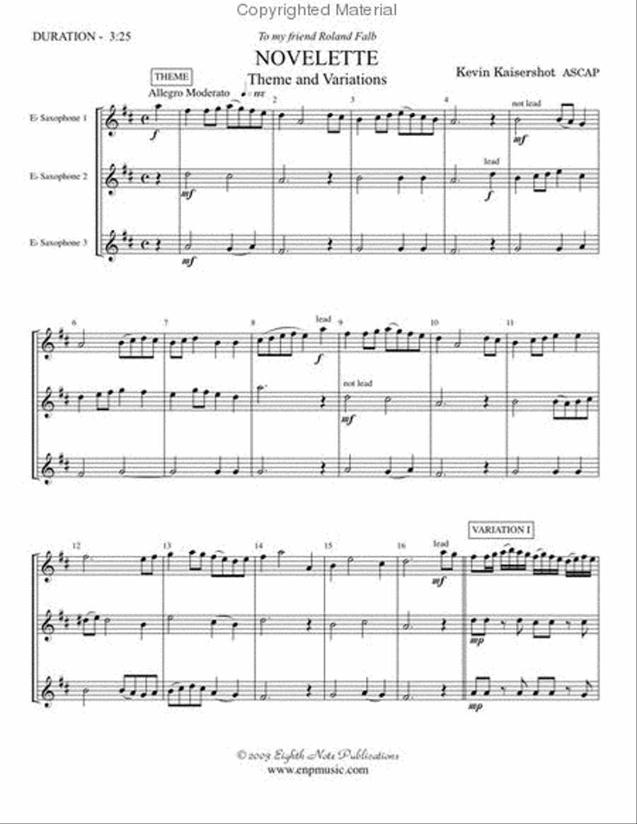 Novelette Alto Saxophone scores gallery preview page 2