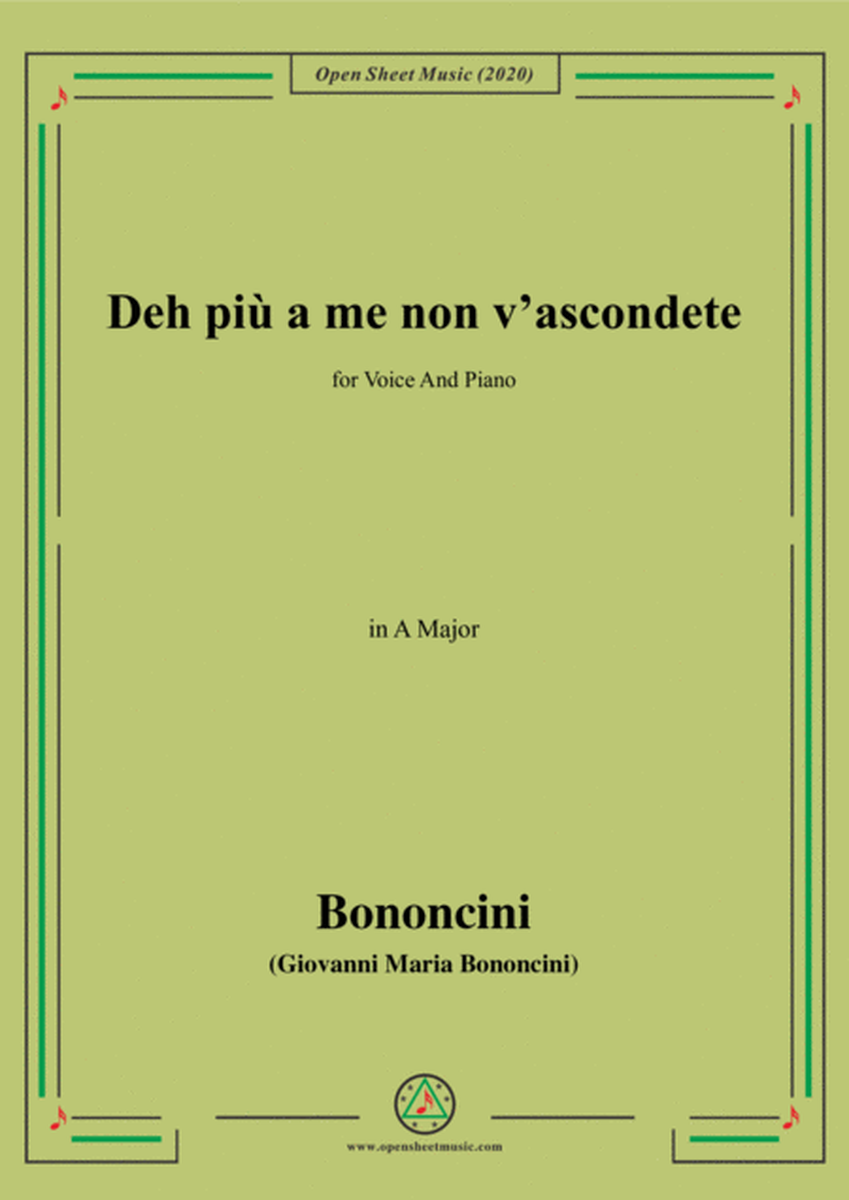 Bononcini,G.M.-Deh più a me non v'ascondete,in A Major,for Voice and Piano
