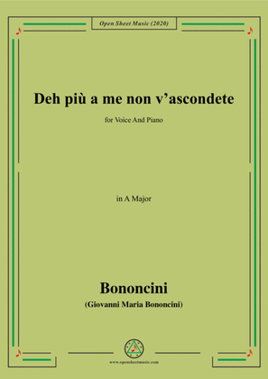 Book cover for Bononcini,G.M.-Deh più a me non v'ascondete,in A Major,for Voice and Piano