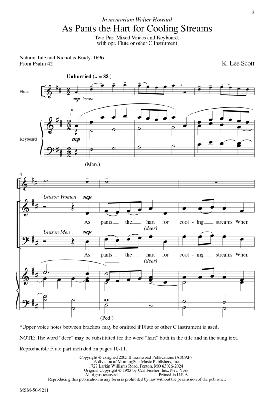 As Pants the Hart for Cooling Streams 2-Part scores gallery preview page 1