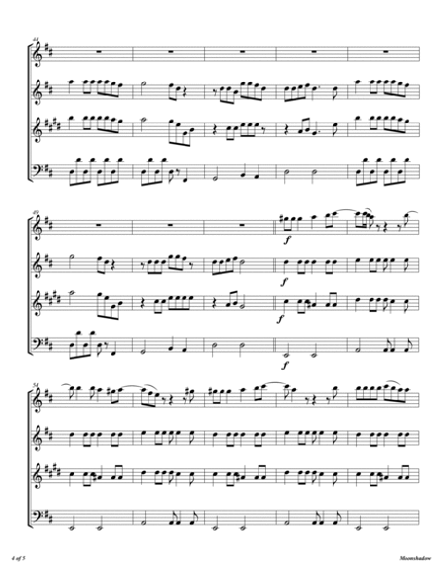 Moonshadow Moonshadow Woodwind Quartet scores gallery preview page 5