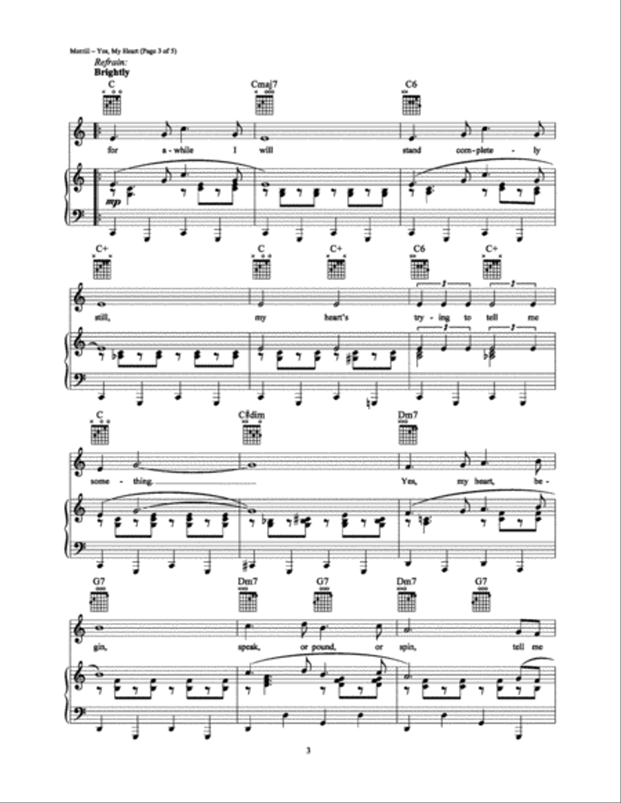 Yes, My Heart Yes, My Heart Piano, Vocal, Guitar scores gallery preview page 3