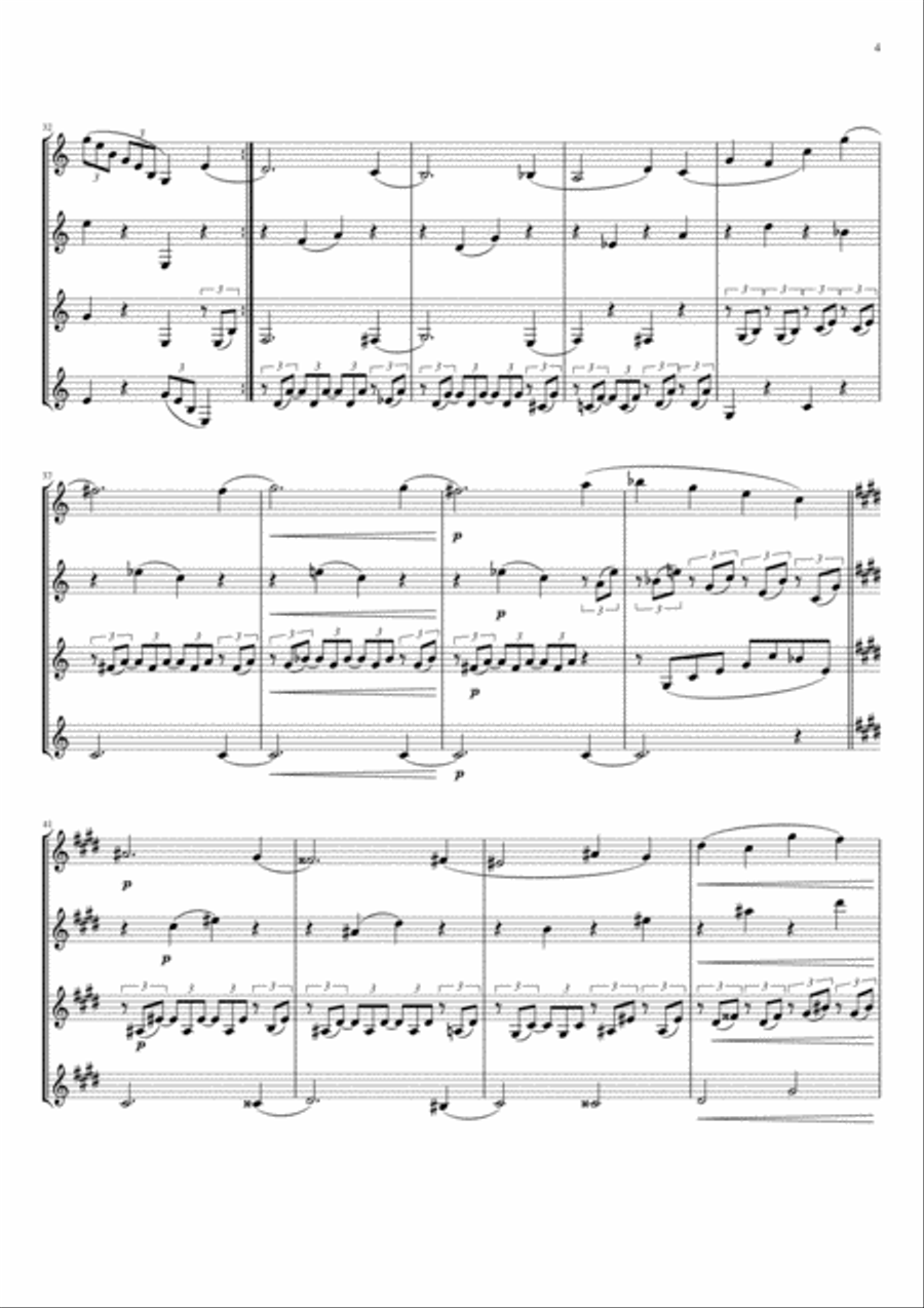 Brahms : Rhapsody Op.79, No.2 (for Clarinet Quartet) Clarinet Quartet scores gallery preview page 4