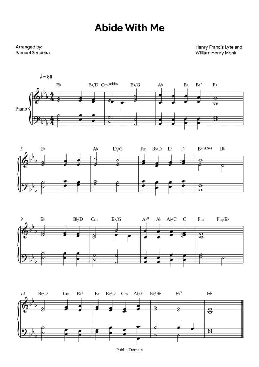 Abide with me - for Piano with Chords Piano Solo scores gallery preview page 1