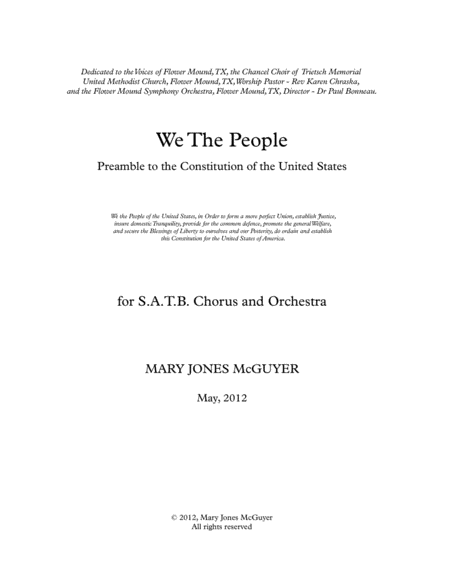 We, the People (Preamble to the Constitution of the United States) for S.A.T.B. Chorus and Orchestra image number null