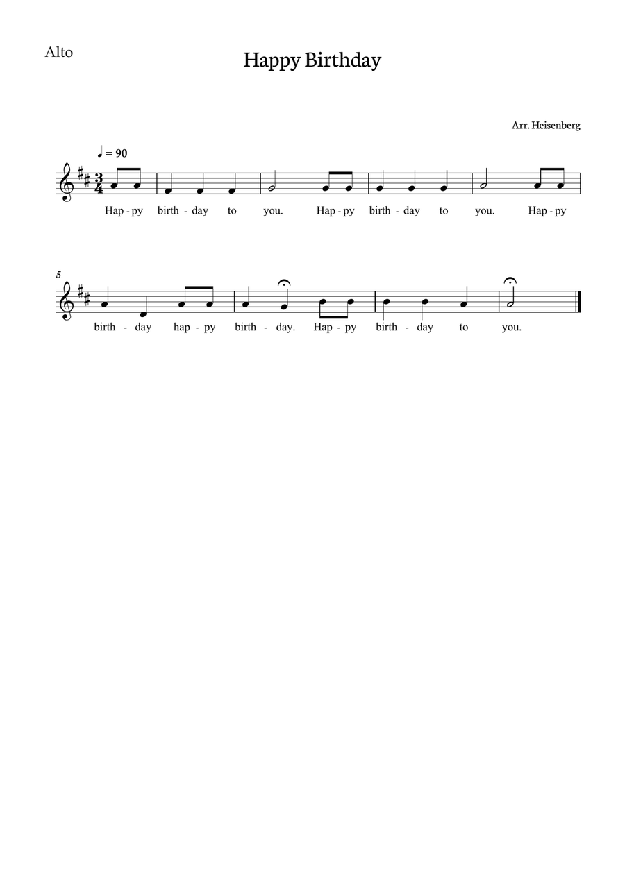 Happy Birthday for SATB with chords in D. Score and parts inc 4-Part scores gallery preview page 3