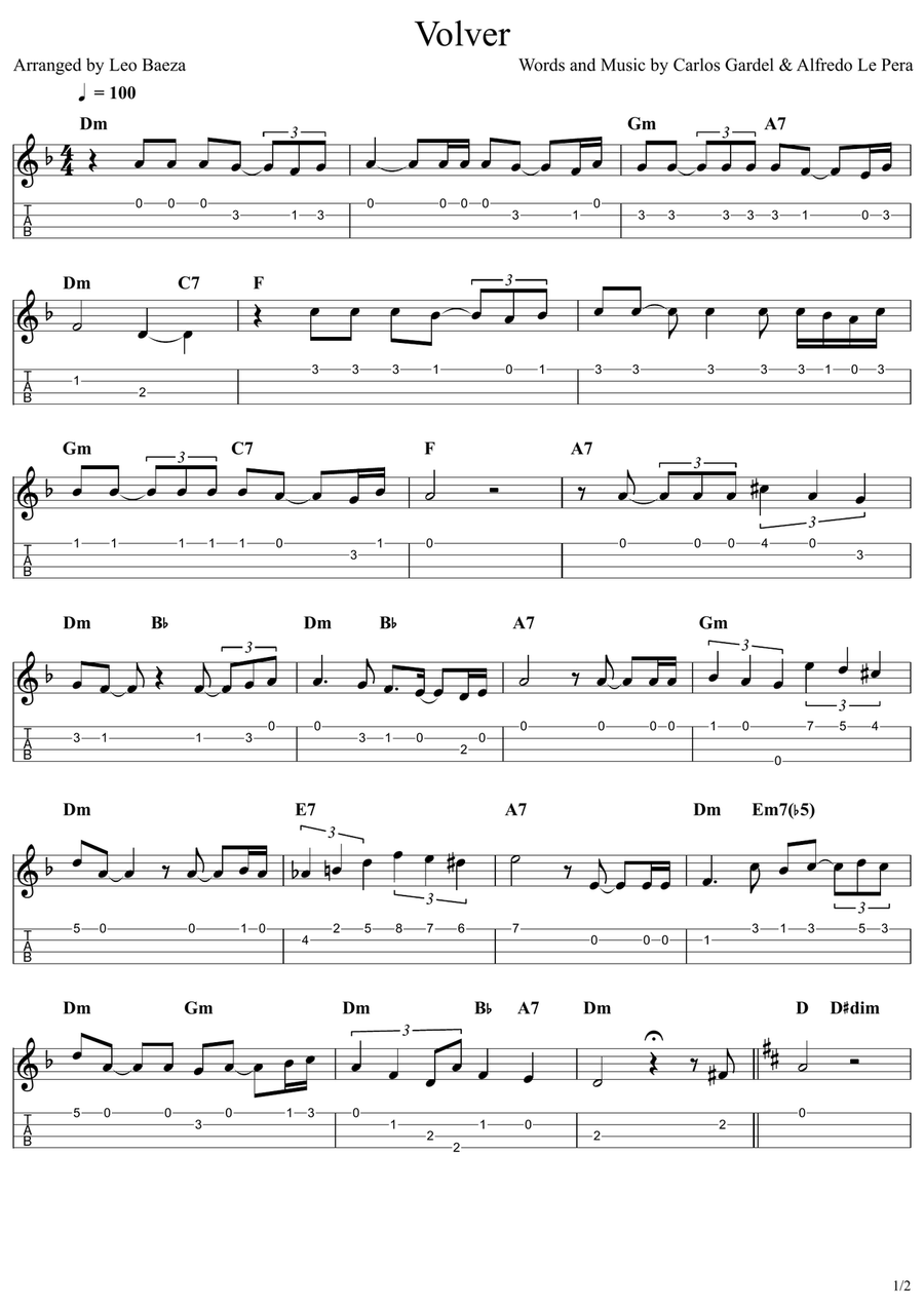 VOLVER Ukulele scores gallery preview page 1