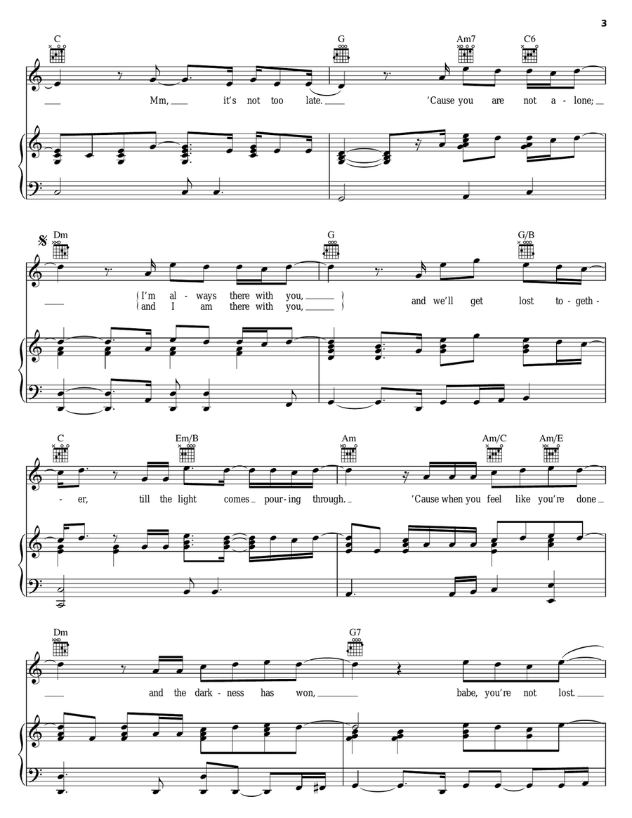 Lost Piano, Vocal, Guitar scores gallery preview page 3
