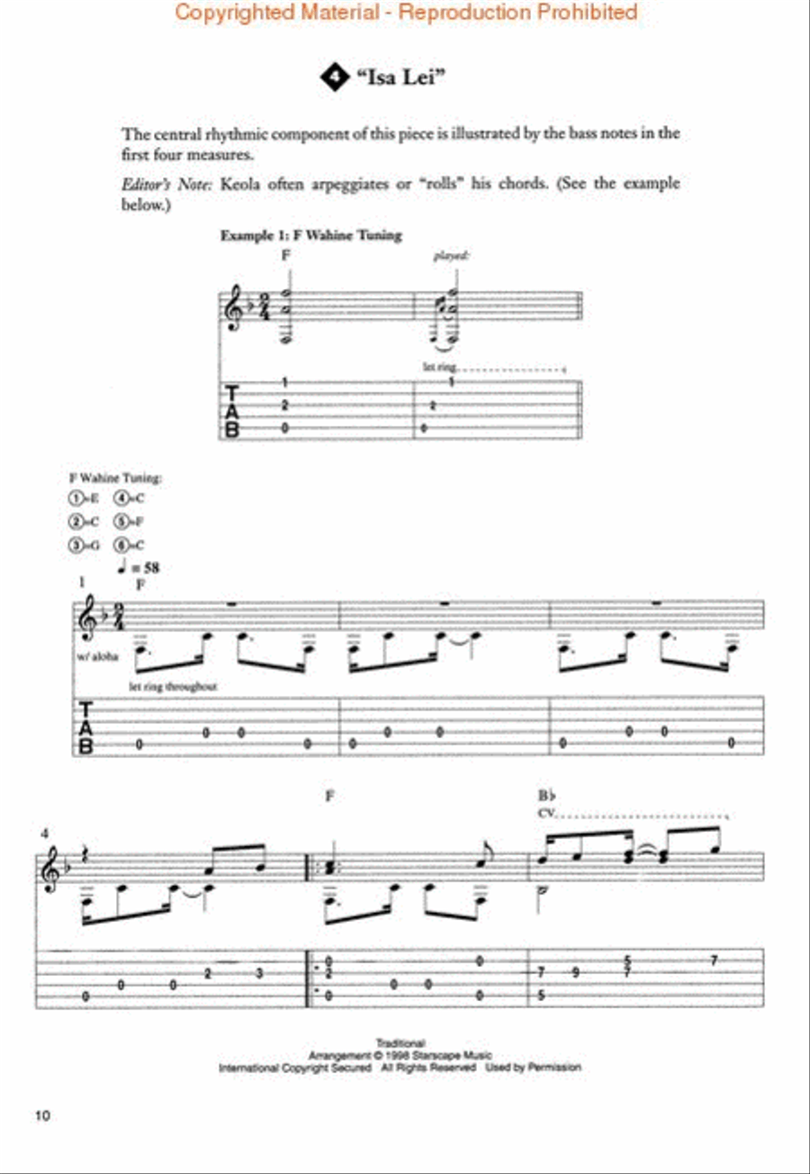 Keola Beamer Teaches Hawaiian Slack Key Guitar Guitar Tablature scores gallery preview page 2