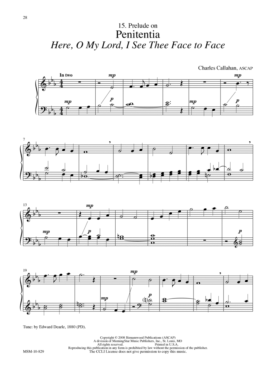 Prelude on Penitentia (Here, O My Lord, I See Thee Face to Face) Organ scores gallery preview page 1