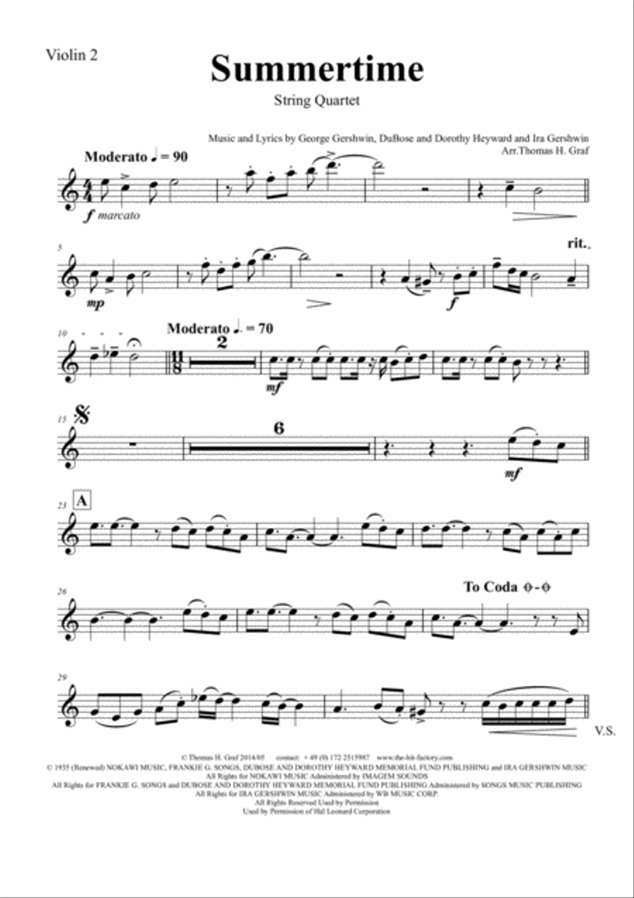 Summertime String Quartet scores gallery preview page 6