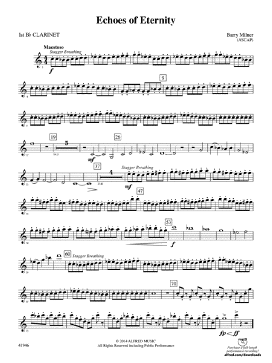 Echoes of Eternity: 1st B-flat Clarinet Concert Band scores gallery preview page 1