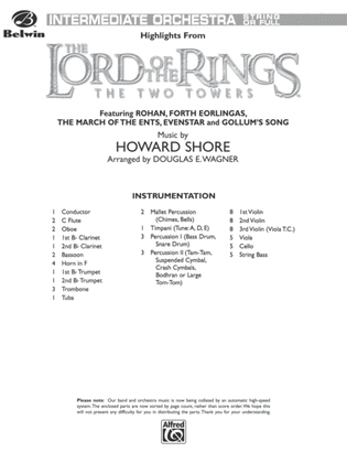 Book cover for The Lord of the Rings: The Two Towers, Highlights from: Score