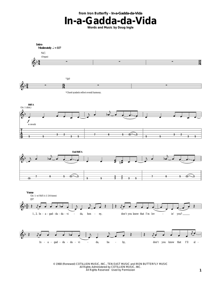 In-A-Gadda-Da-Vida Acoustic Guitar scores gallery preview page 1