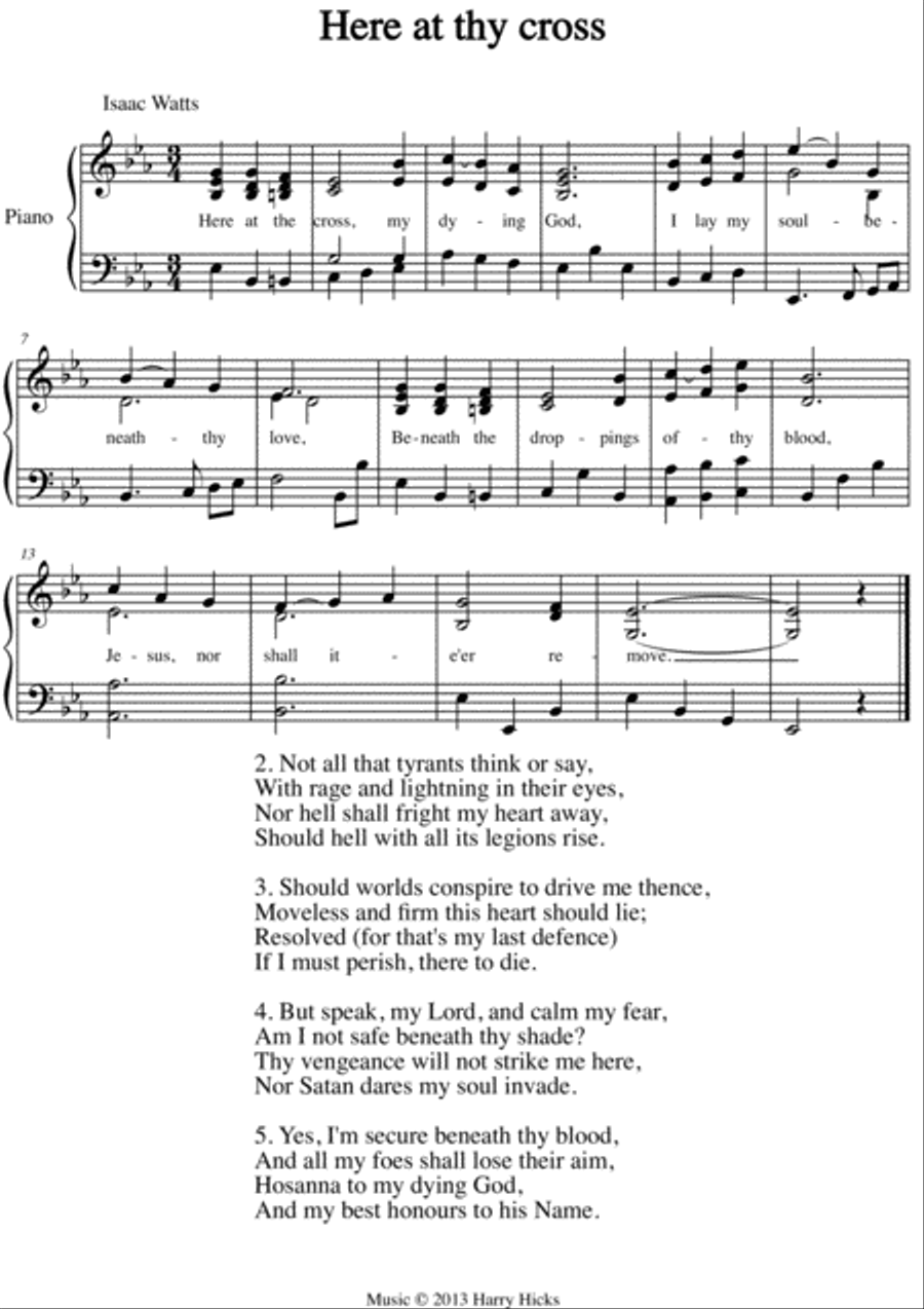 Here at thy cross. A new tune to a wonderful Isaac Watts hymn. Unison Choir scores gallery preview page 1