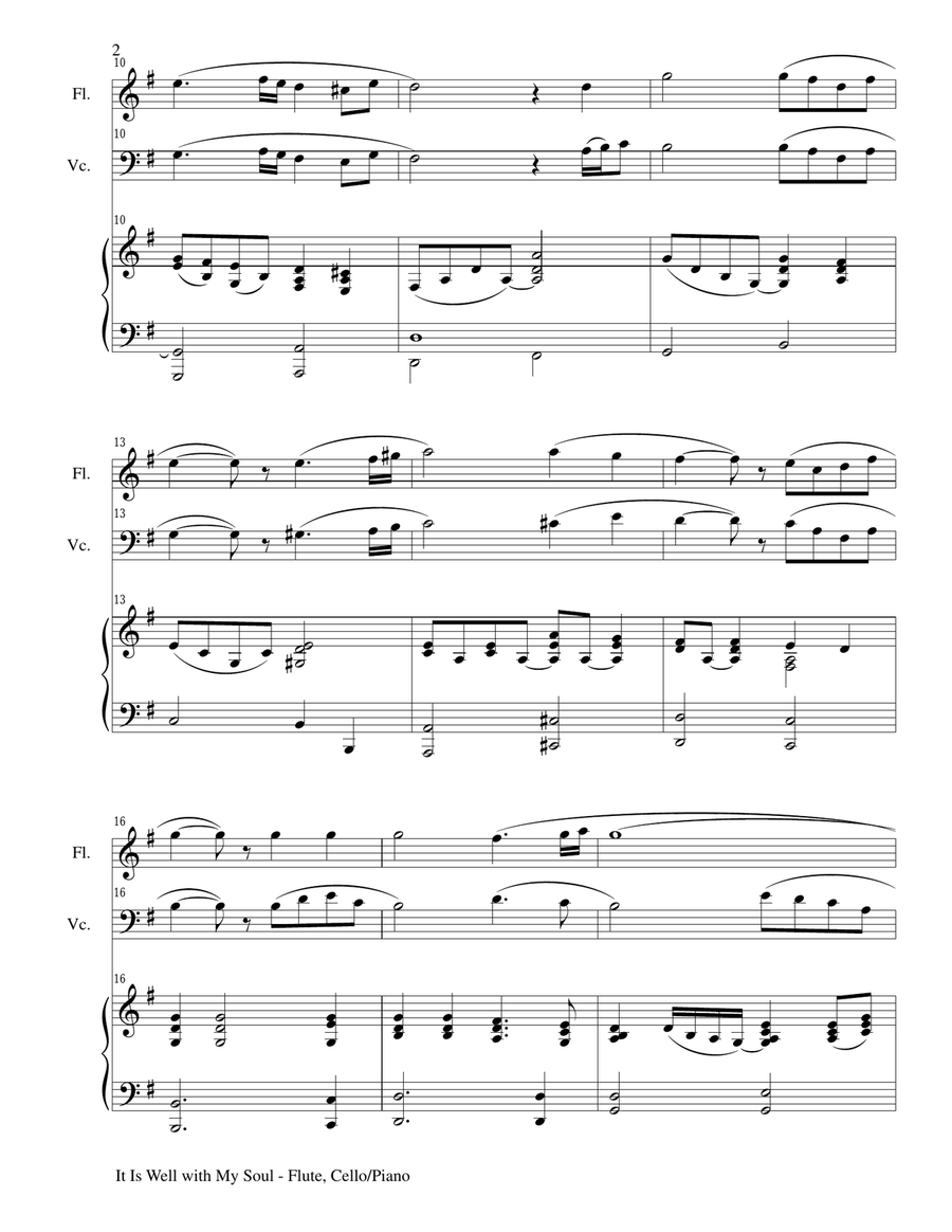 IT IS WELL WITH MY SOUL (Trio for Flute Cello and Piano with Parts) Small Ensemble scores gallery preview page 2