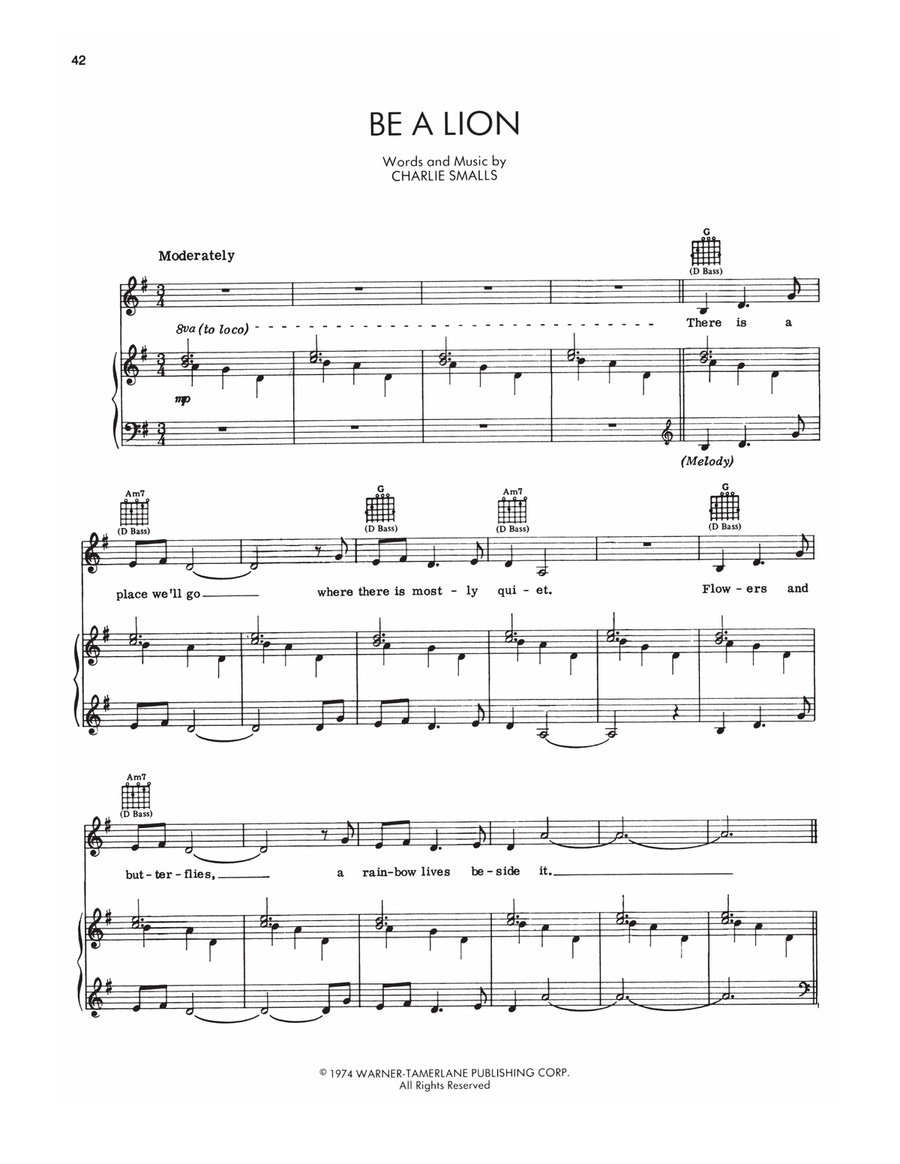 Be A Lion (from The Wiz) Be A Lion (from The Wiz) Piano, Vocal, Guitar scores gallery preview page 1