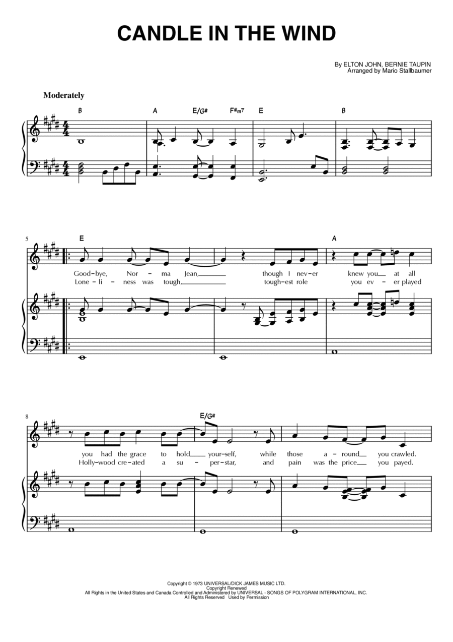 Candle In The Wind Voice scores gallery preview page 1