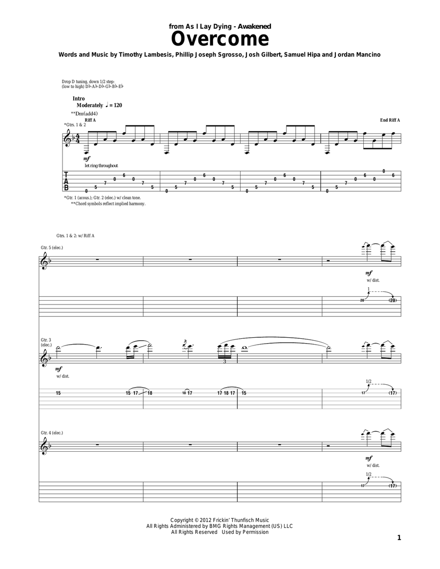 Overcome Acoustic Guitar scores gallery preview page 1