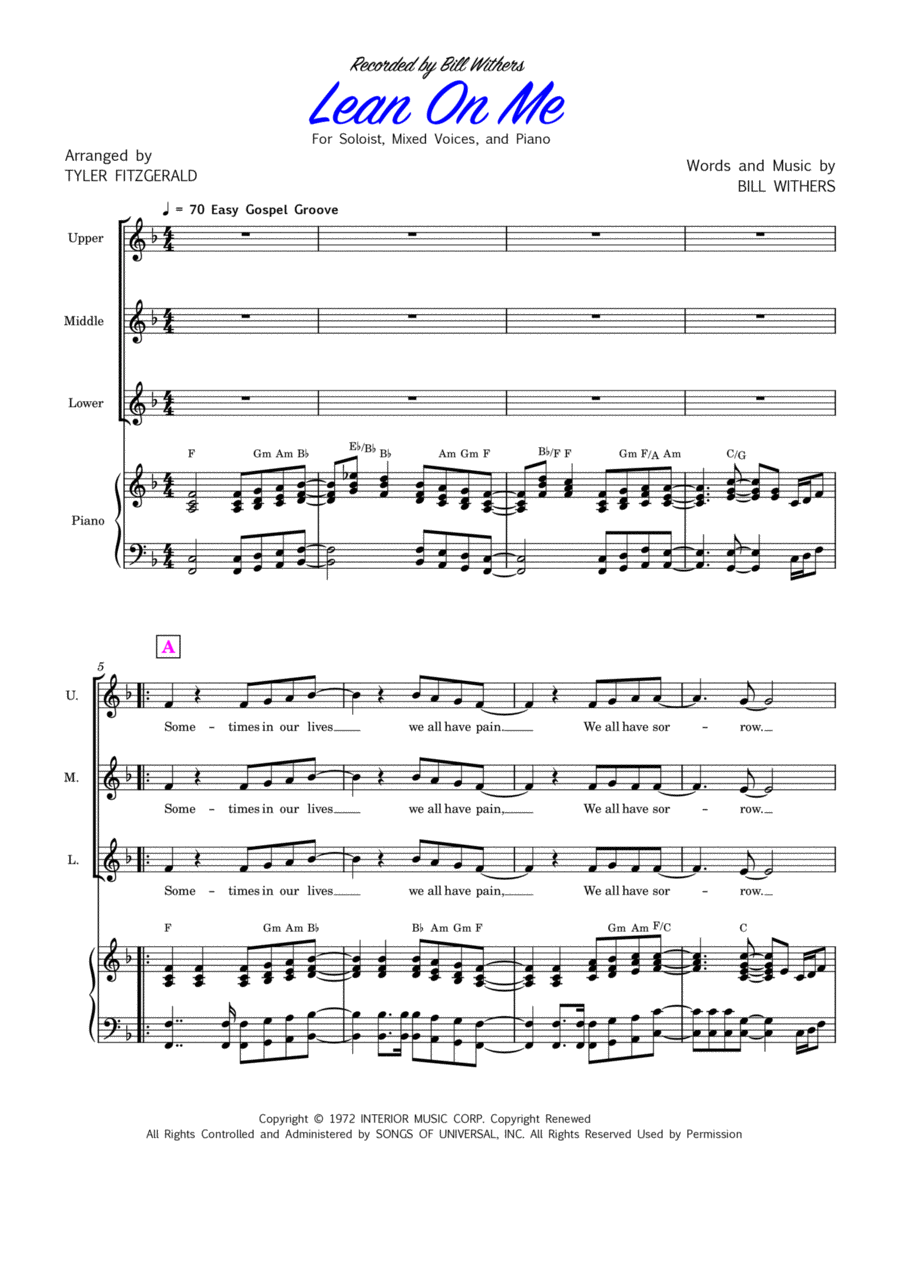 Lean On Me 3-Part scores gallery preview page 1