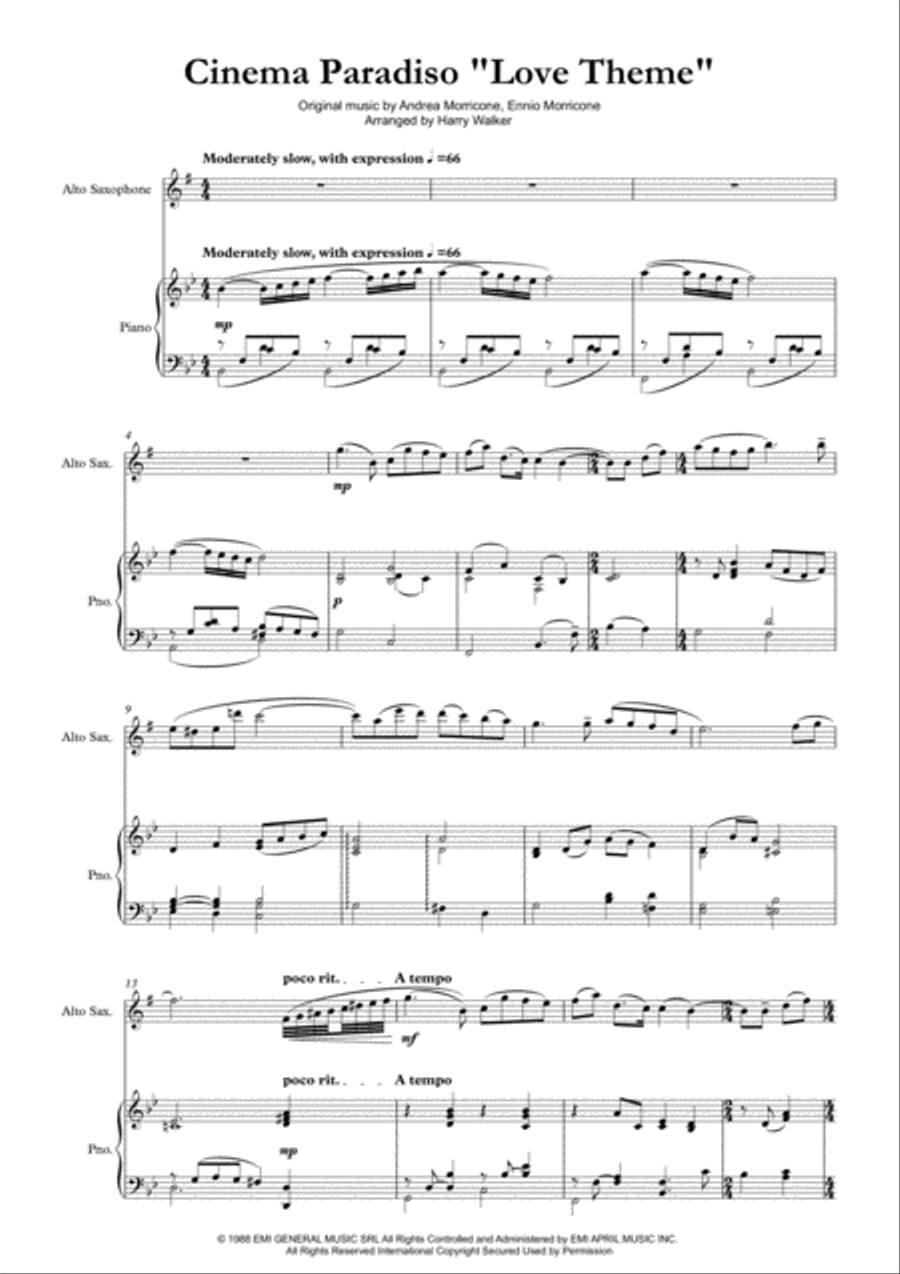 Cinema Paradiso Alto Saxophone scores gallery preview page 3