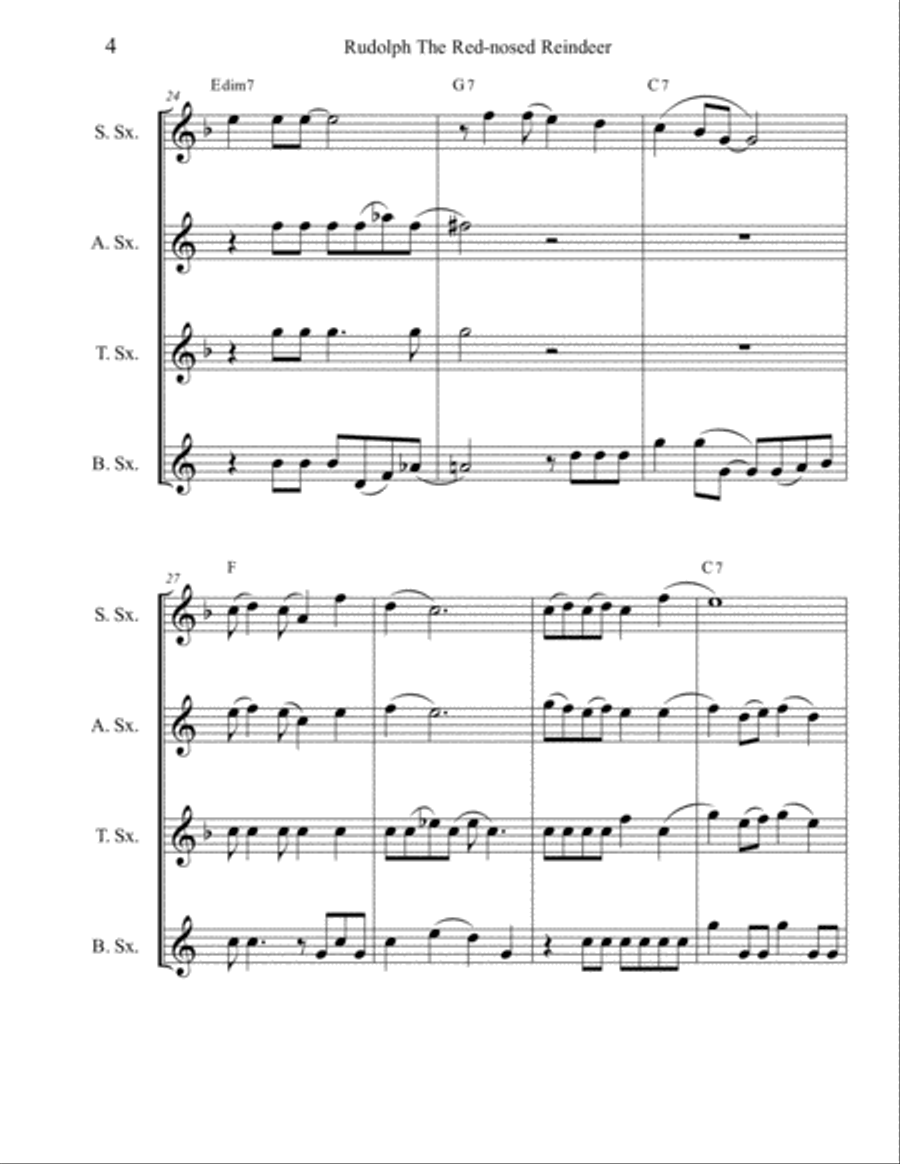 Rudolph The Red-nosed Reindeer Rudolph The Red-nosed Reindeer Woodwind Quartet scores gallery preview page 4