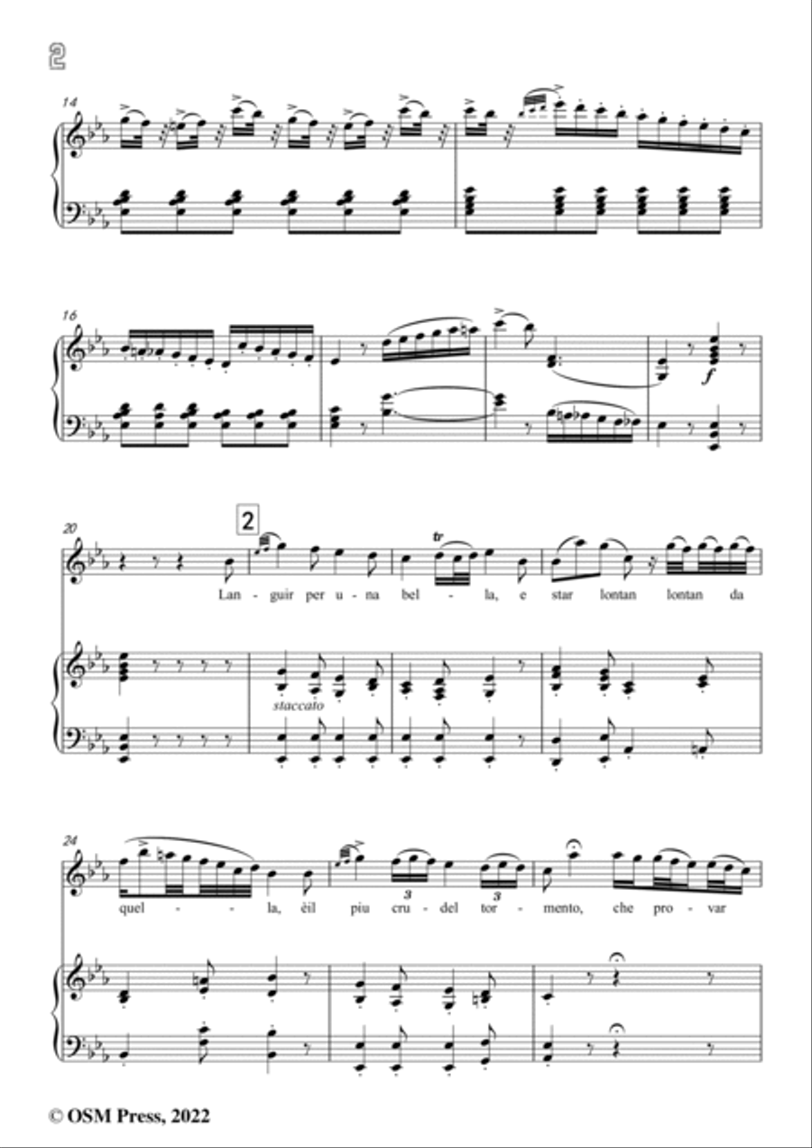 Rossini-Languir per una bella,in E flat Major,from L'italiana in Algeri,for Voice and Piano Voice Solo scores gallery preview page 4