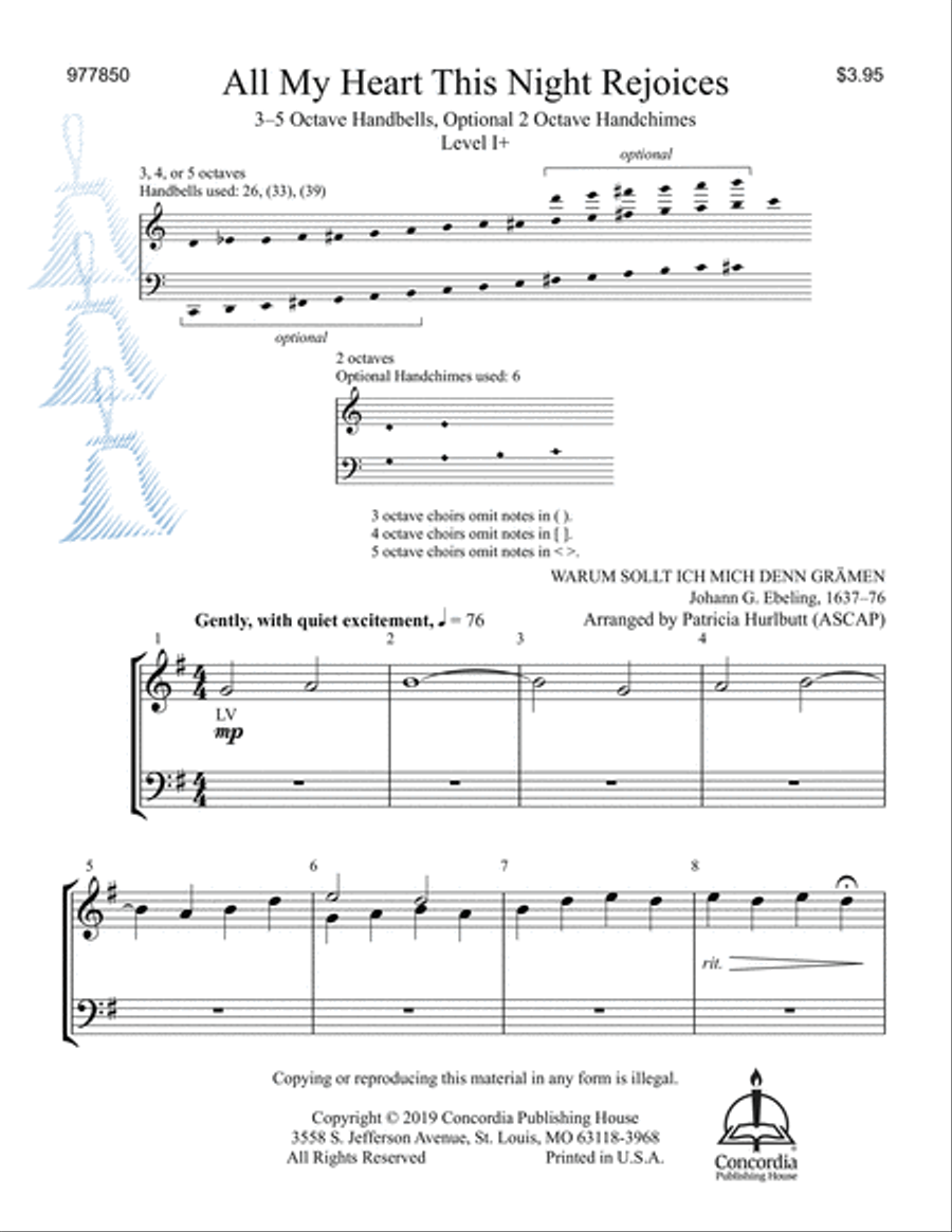 All My Heart This Night Rejoices (Hurlbutt) Handbell Choir scores gallery preview page 1