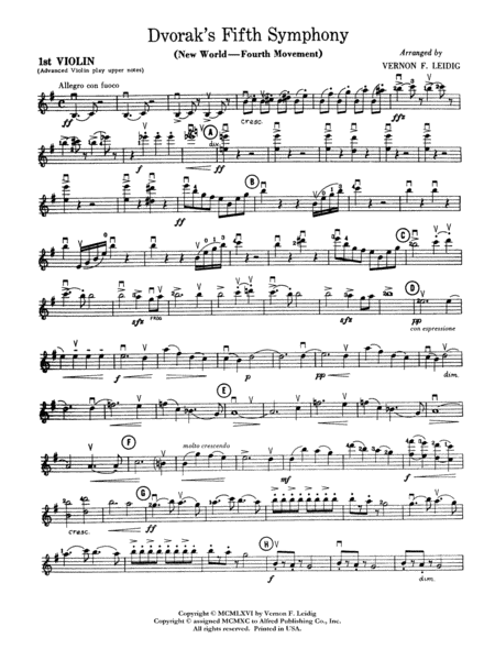 Dvorák's 5th Symphony ("New World," 4th Movement): 1st Violin