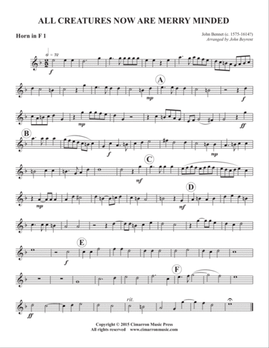 All Creatures Now Are Merry Minded Brass Quintet scores gallery preview page 5