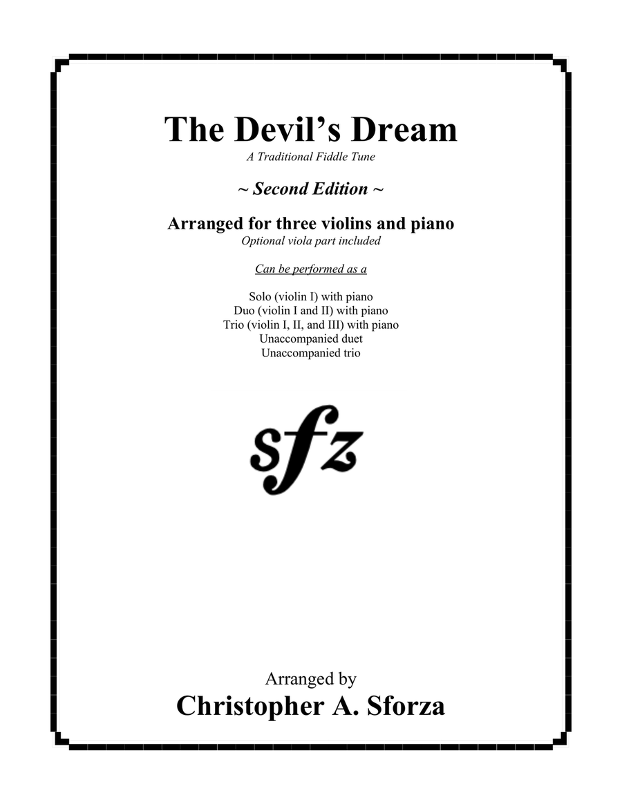 The Devil's Dream, for three violins and piano Viola scores gallery preview page 1