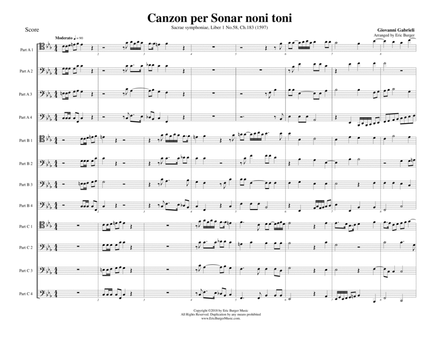 Canzon per Sonar noni toni for Trombone or Low Brass Duodectet (12) image number null