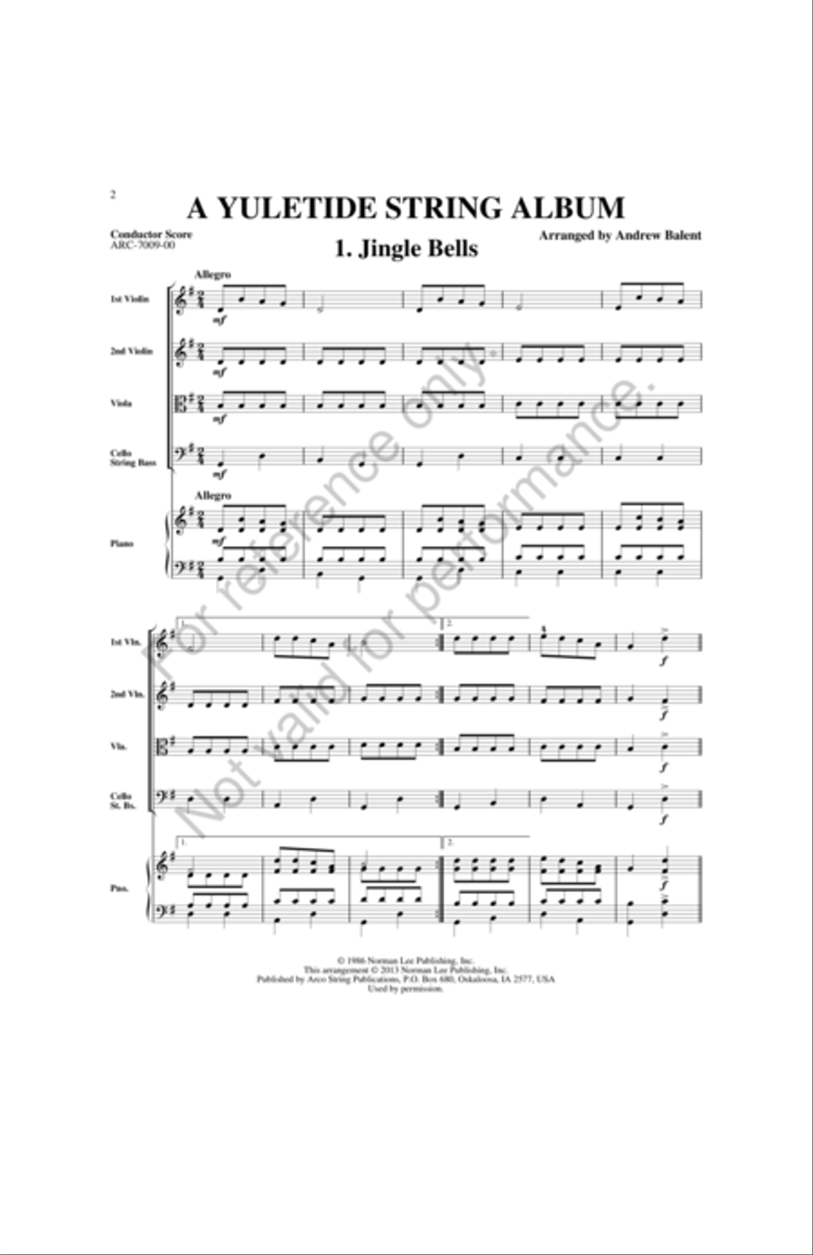A Yuletide String Album by Andrew Balent String Orchestra - Sheet Music page 2