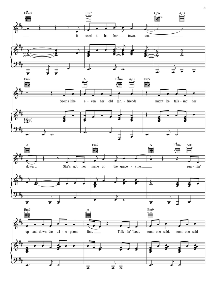 Her Town Too Piano, Vocal, Guitar scores gallery preview page 3