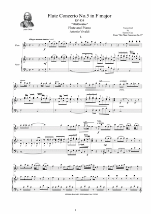Book cover for Vivaldi - Flute Concerto No.5 in F major Op.10 RV 434 for Flute and Piano